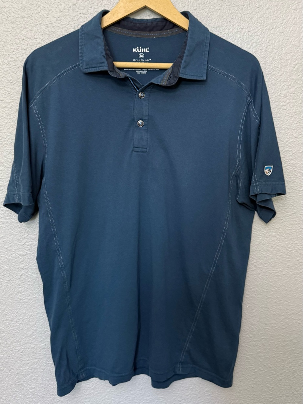 KÜHL | Wayfarer Men's Polo Shirt | Organic Cotton | Lake Blue | Size Medium